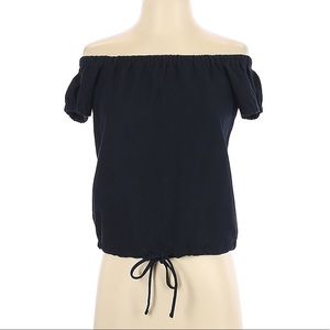 Madewell Off the Shoulder Tie Front Crop Top